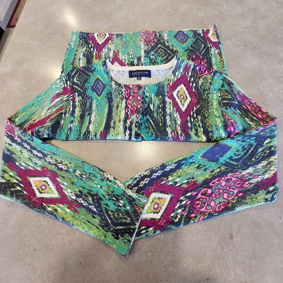 JONES NEW YORK Signature Multi-Colors Graphic Print L/S Button-Down Cardigan PM - Picture 12 of 14